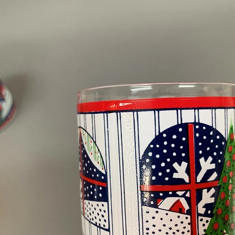 Jepcor Twas‎ Night Before Christmas Glasses Double Old Fashion 4 1/8 Lot of 2